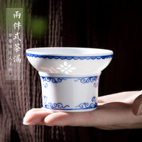 Jingdezhen Blue and White Porcelain Tea Strainer Set with Hand-Painted Design