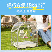 Portable Transparent Bird Carrier Cage for Parakeets Cockatiels Lovebirds Small Birds