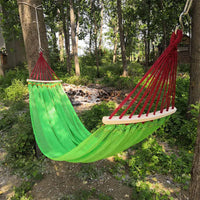 Outdoor Ice Silk Mesh Hammock with Spreader Bar, Anti-Roll Camping Travel Hammock