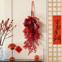 2026 Chinese New Year Lucky Fruit Decorative Garland Spring Festival Festive Red Fruit Wreath Ornament Artificial Flower Display