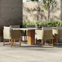 Nordic Outdoor Teak Patio Dining Set with Foldable Chairs, Weather-Resistant Wicker Furniture for Balcony & Villa