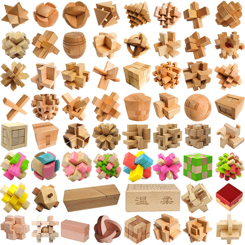 Wooden Kongming Luban Lock Puzzle for Kids and Adults, Brain Teaser Disentanglement Toy