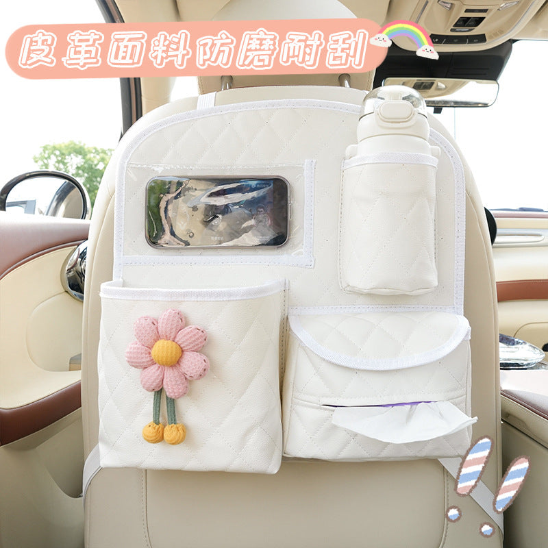 Car Seat Back Organizer with Storage Pockets and Cartoon Design