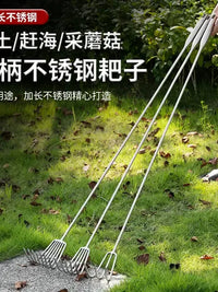 Extended Stainless Steel Hand Rake for Gardening and Clam Digging