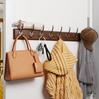 Wall Mounted Wooden Coat Rack with Hooks for Entryway and Door