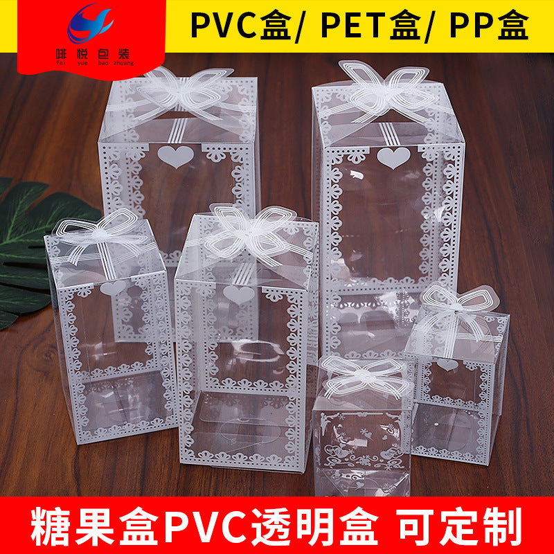 Clear PVC PET Food Candy Gift Boxes with Pattern Print, Customizable Logo