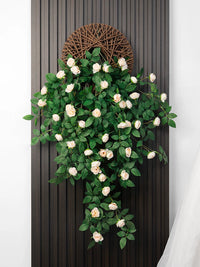 Artificial Flower Wall Decor with Hanging Planter for TV Background Wall