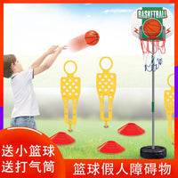 Kids Portable Basketball Hoop Set with Dummy Obstacle Training for Outdoor Indoor Multi-Player Competitive Interactive Toy