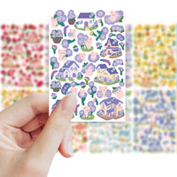 8-Sheet Garden Bear Ins-Style Decorative Stickers for Journals, Phones, Laptops, and Storage Boxes