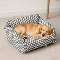 Pet Bed Cover for Large Dogs and Cats, Plaid Cotton Fabric, Washable and Dirt-Resistant
