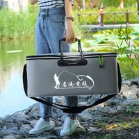 Foldable Live Fish Bucket with Shoulder Strap and Optional Oxygen Pump for Fishing