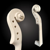 Maple Violin Scroll Head for 4/4, 3/4, 1/2, 1/4, 1/8 Violins - Unfinished Luthier Material