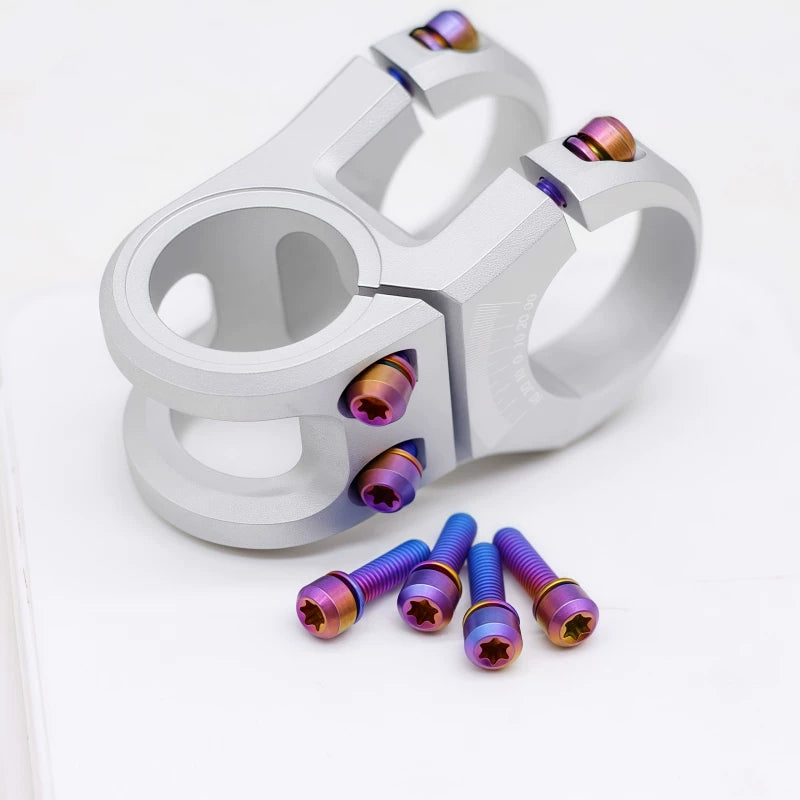 CHIBITE TC4 Titanium Alloy M5 Stem Handlebar Bolts with Anti-loosening Washers for Road and Mountain Bikes