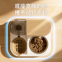 Automatic Pet Feeder with Double Bowls for Food and Water, Multi-filter Drinking Fountain for Cats and Dogs