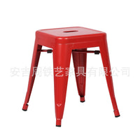 Industrial Metal Bar Stool, 18-inch Square Iron Bar Chair for Kitchen, Pub, or Cafe