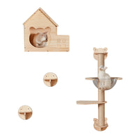 Wall-Mounted Cat Tree with Space Capsule & Scratching Post for Large Cats