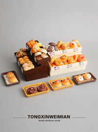 Miniature Bread and Dessert Display Stand with Play Food Accessories for Kids