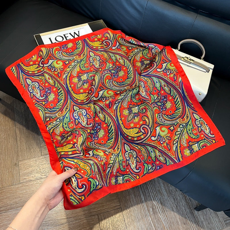 2026 Spring Fashion Versatile Square Silk Scarf 70cm Decorative Neck Scarf Sun Protection Travel Shawl for Women