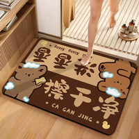 Cartoon Diatomaceous Earth Bath Mat Quick Dry Non-Slip Absorbent Floor Mat for Bathroom Toilet Entrance