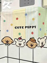 Cartoon Dog Pattern Kitchen Curtain for Water Heater and Pipe Concealment