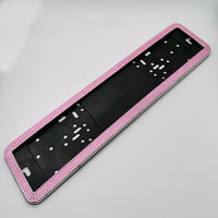 Rhinestone European License Plate Frame Bling Crystal Stainless Steel Acrylic Car Tag Holder