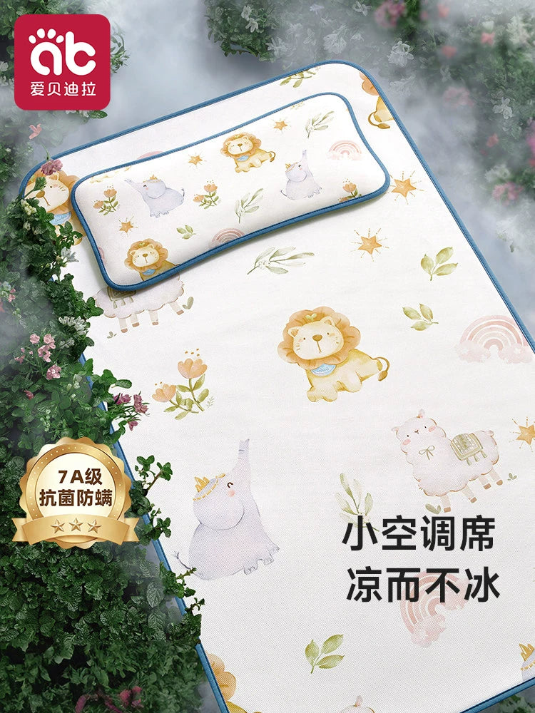Aibeidila Baby Ice Silk Crib Mat for Summer Nap, Kindergarten Toddler Cooling Pad