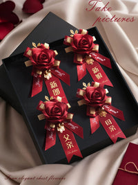 Wedding Corsage & Boutonniere Set for Groom, Bride, Groomsmen, Bridesmaids, and Parents - Premium Artificial Rose Design