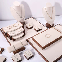 Walnut Wood Jewelry Display Stand for Necklaces, Rings, Bracelets, and Earrings