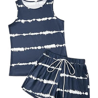 Women's Striped Sleeveless Top and Shorts Set