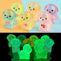 Cute Puppy Animal Luminous Resin Figurines for Micro Landscape & DIY Decor