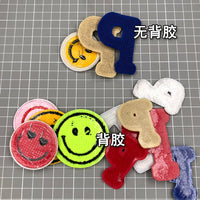 Trendy P Letter Smiley Face Towel Embroidered Patches for DIY Apparel and Knitwear