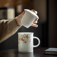 Ceramic Mug with Infuser and Lid, 400ml Tea Separation Cup for Office and Business Gifts