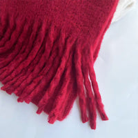 Chunky Braided Tassel Scarf for Winter, Korean Style Solid Color Warm Long Scarf
