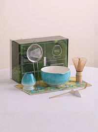 Japanese Ceramic Matcha Tea Ceremony Set with Bamboo Whisk and Bowl
