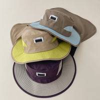 Kids/Adult Korean Style Colorblock Wide Brim Sun Hat with Detachable Neck Flap for Outdoor Hiking