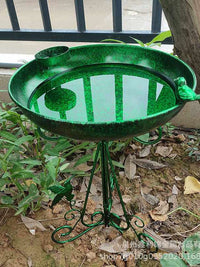 Vintage Iron Bird Feeder & Water Bath for Garden Decoration