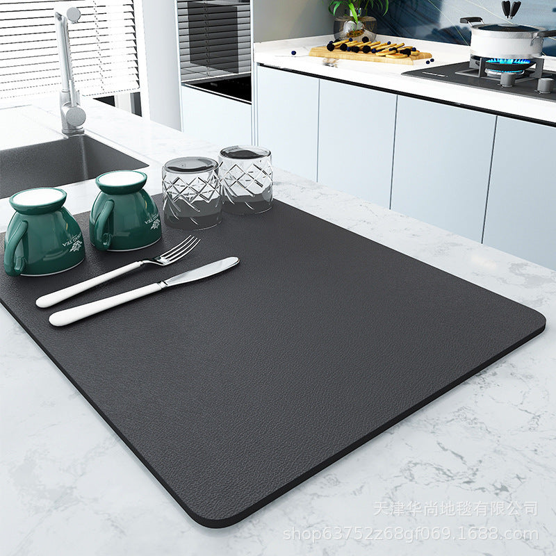 Diatomaceous Earth Kitchen Dish Drying Mat, Super Absorbent Quick Dry Countertop Mat for Cups and Coffee Machines
