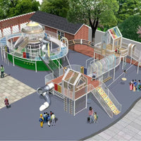 Outdoor Large Combination Slide for Kindergarten and Community Playgrounds, Non-Standard Climbing Play Equipment