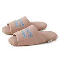 Women's Embroidered Open-Toe House Slippers for Wood Floors, Silent Non-Slip Indoor Slides
