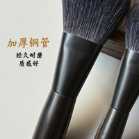 Ebony Mini Portable Makeup Brush Set with Wool Powder, Contour, Stippling, and Eyeshadow Brushes