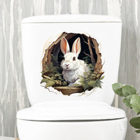 3D Cartoon Animal Toilet Lid Decal, Decorative Bathroom Wall Sticker
