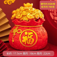 Lucky Cat Piggy Bank with New Year Fortune Bag Design, Fall-Resistant Decoration for Living Room and Bedroom
