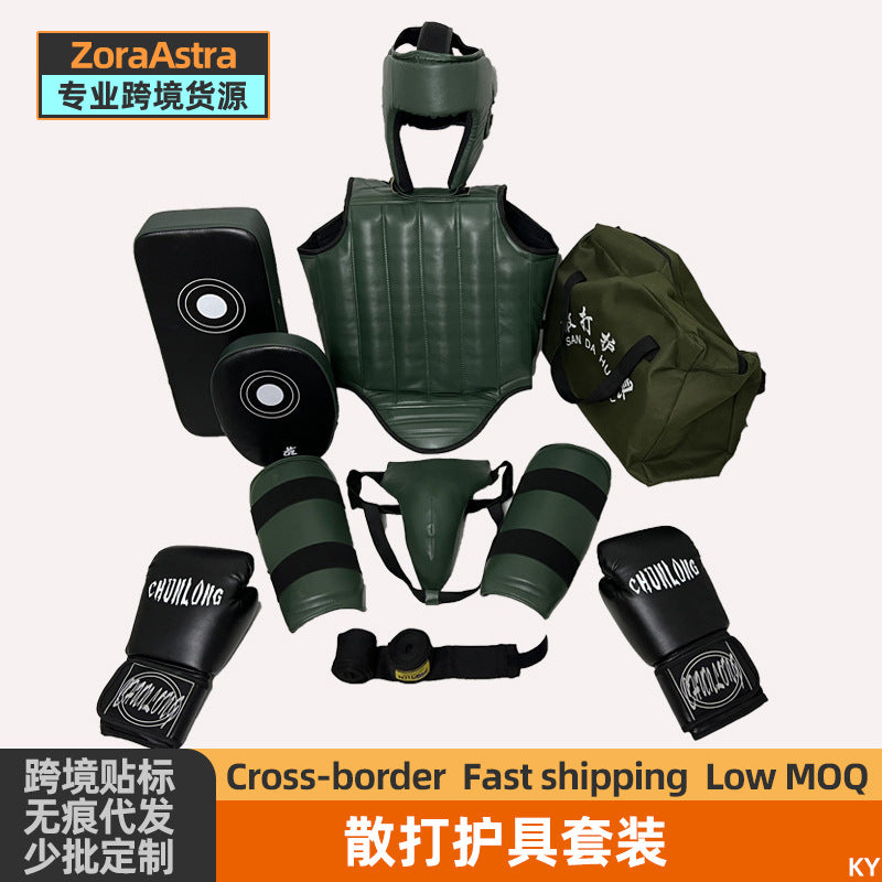 Adult & Kids Muay Thai Boxing Training Protective Gear Set - Head, Chest, Leg, Groin Guards