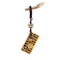 Lucky Lion Abacus Keychain with Chinese Style Gold Plated Metal Pendant