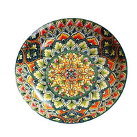 Bohemian Style Underglaze Ceramic Deep Plate for Dining, 8-inch, High Temperature Resistant