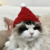 Pet Red Riding Hood Christmas Hat for Cats and Small Dogs, Knitted Ear Protection Headwear