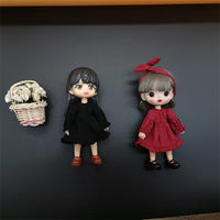 OB11 YMY 1/12 BJD Doll Dress GSC Vintage Style Wine Red Black Coffee Doll Clothes