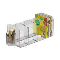 Clear Acrylic Desktop Bookends and Organizer for Books and Textbooks