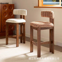 French Solid Wood Bar Stool Counter Height Dining Chair for Home Kitchen Island