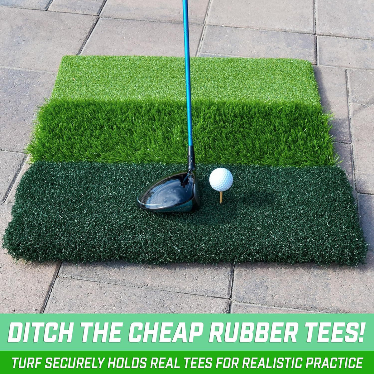 Golf Hitting Mat 3-in-1 Folding Practice Mat with Triple Turf for Driving and Chipping